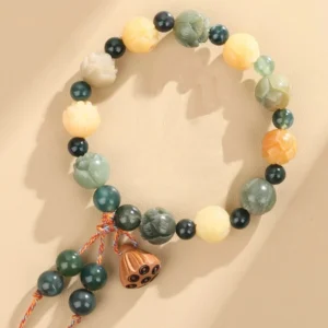 Tibetan Buddha Bodhi Lotus Beaded Bracelet Wooden Resin B…