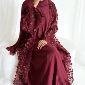 Islamic Clothing Loriya Abaya Lace 3D Flower Ro…