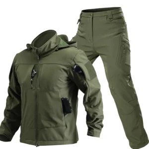 Outdoor Coated Windproof Mountaineering Suit Set with Fle…
