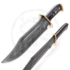 High-End Damascus Steel Bowie Knife with Sheath…