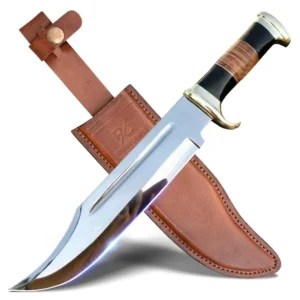 Hunting Knife Stainless Steel Serrated Edge Lea…