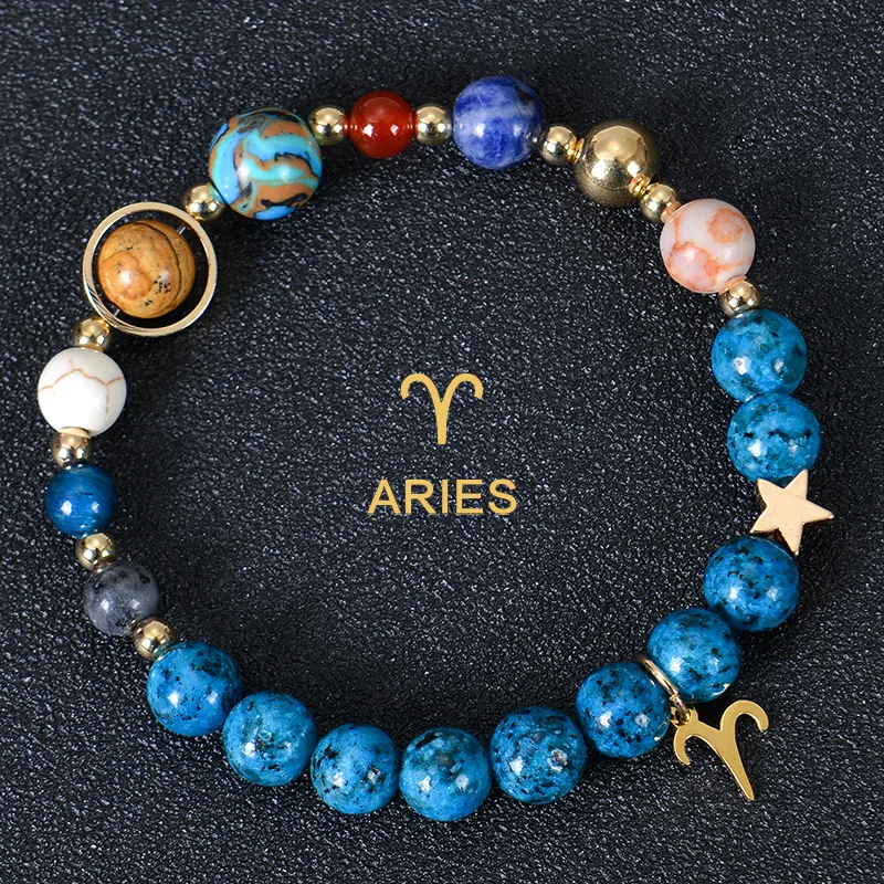 Popular Blue 12 Zodiac Signs Bracelets Made of Natural St… – Image 2